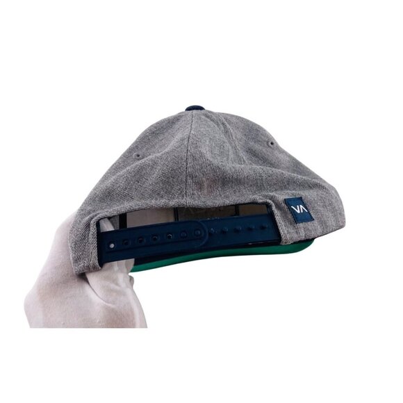 RVCA Snapback Hat Gray & Blue Polyester Cotton Adjustable Mens Mid Fit - Picture 2 of 4
